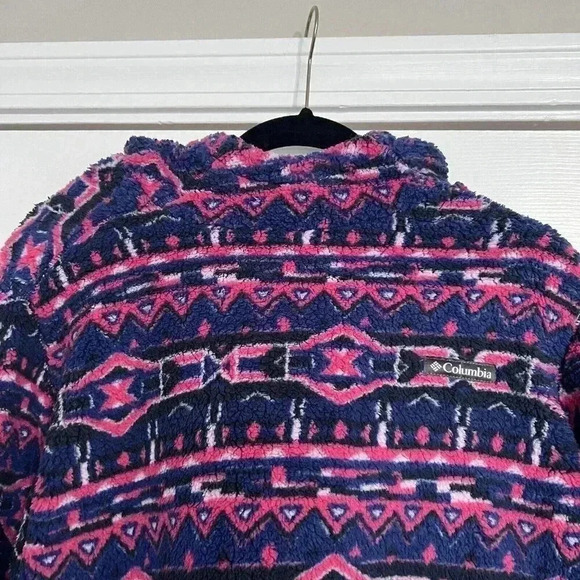 Columbia Women's West Bend Hoodie, Dark Sapphire Stripe Print Size XL Pink/Blue - Picture 2 of 9